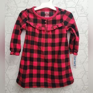 NEW girl's winter / Christmas buffalo plaid pajama nightgown, by Carter's